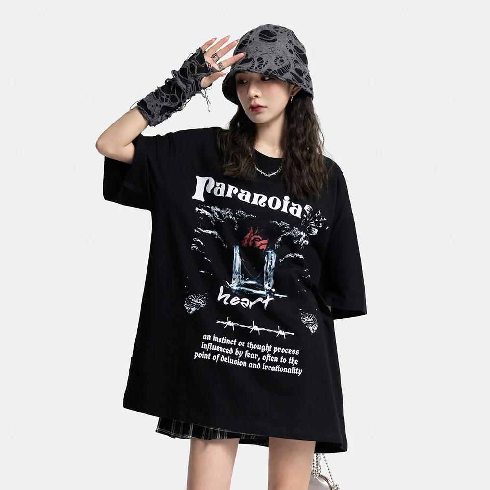 2022 Men Oversize T-Shirt Hip Hop Streetwear Evil Letter Print T Shirt Harajuku Cotton Tshirt Summer Short Sleeve Tops Tee Black 
2022 Men Oversize T-Shirt Hip Hop Streetwear Evil Letter Print T Shirt Harajuku Cotton Tshirt Summer Short Sleeve Tops Tee Black