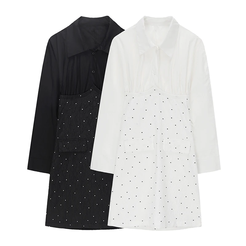 Spring Summer Retro High Waist Polka Dot Stitching Fake Two-piece White Dress Bubble Long-sleeved Slim Bag Hip Black Shirt Skirt
Spring Summer Retro High Waist Polka Dot Stitching Fake Two-piece White Dress Bubble Long-sleeved Slim Bag Hip Black Shirt Skirt