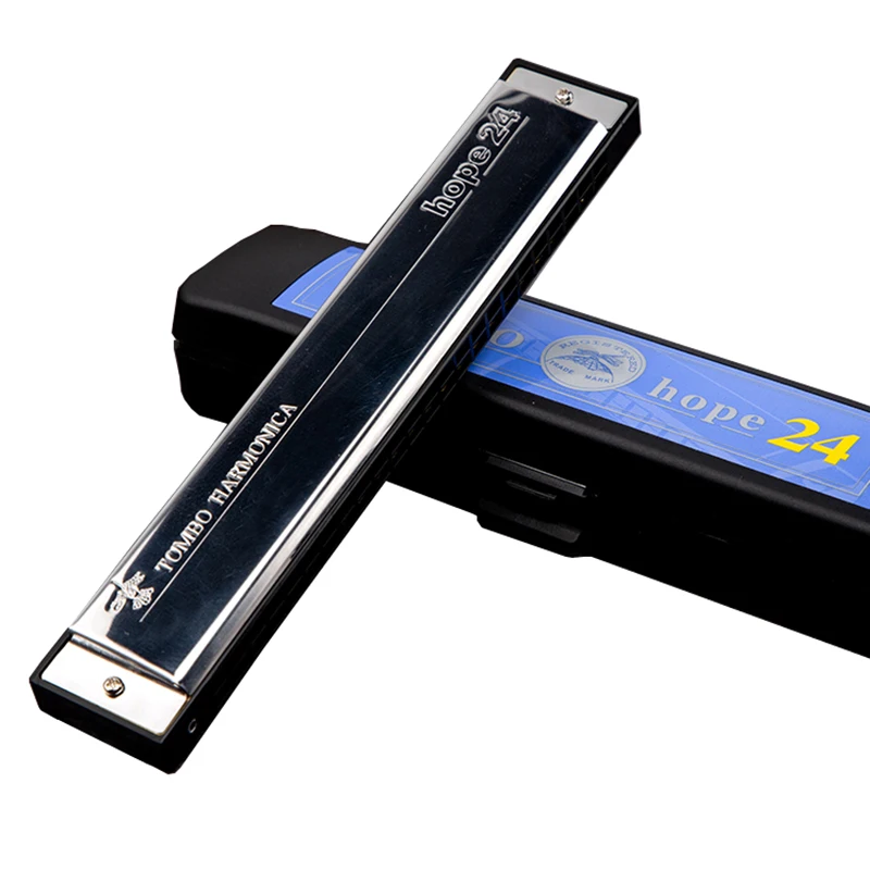 Tombo Hope 24 Tremolo Harmonica 24 Holes Brass Reeds Blues Harp Mouth Organ Key C ABS Comb Wood Musical Instruments Silver 6624
Tombo Hope 24 Tremolo Harmonica 24 Holes Brass Reeds Blues Harp Mouth Organ Key C ABS Comb Wood Musical Instruments Silver 6624