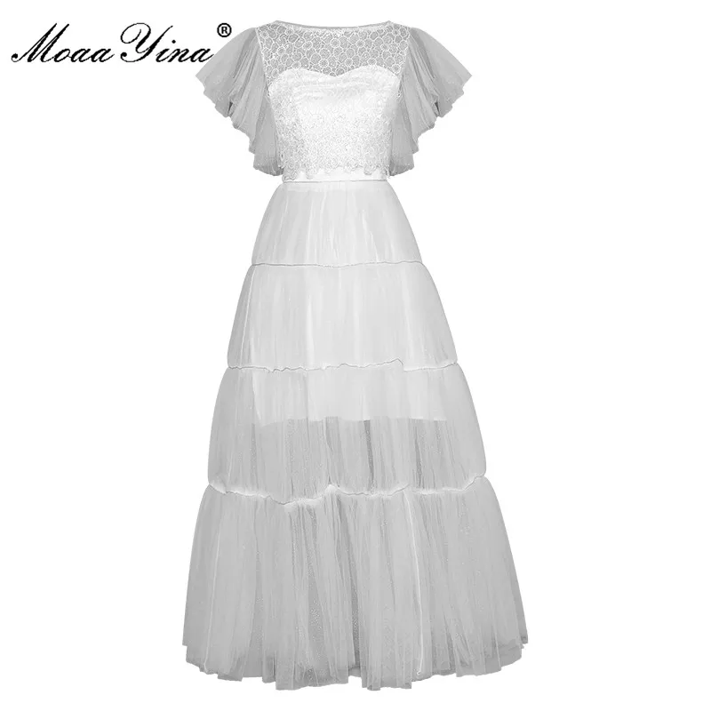 MoaaYina Fashion Runway Summer Elegant White Dress Women Butterfly Sleeve Sequins High waist Mesh Ladies Party Dresses
MoaaYina Fashion Runway Summer Elegant White Dress Women Butterfly Sleeve Sequins High waist Mesh Ladies Party Dresses