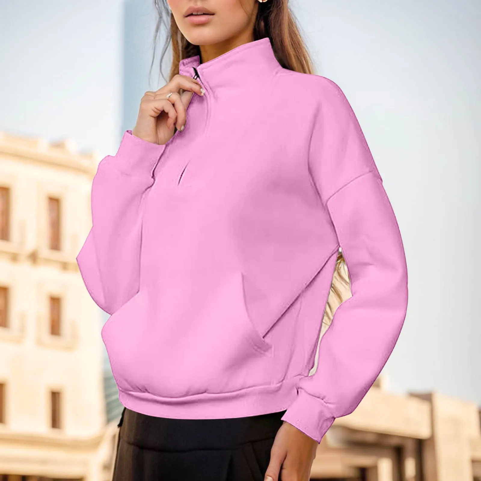 Women’S Cropped Half Zip Hoodies Fleece Lined Spring Autumn Casual Solid Color Sweatshirts Long Sleeve Collar Pullovers
Women’S Cropped Half Zip Hoodies Fleece Lined Spring Autumn Casual Solid Color Sweatshirts Long Sleeve Collar Pullovers