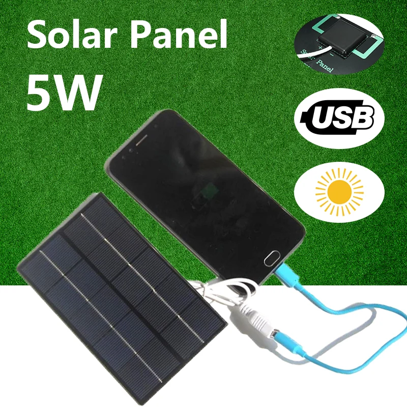 

5W Portable Solar Panel 5V Output USB Outdoor for Mobile Phone MP3 Watch Chargers Cycle Camping Hiking Travel Battery Supply
