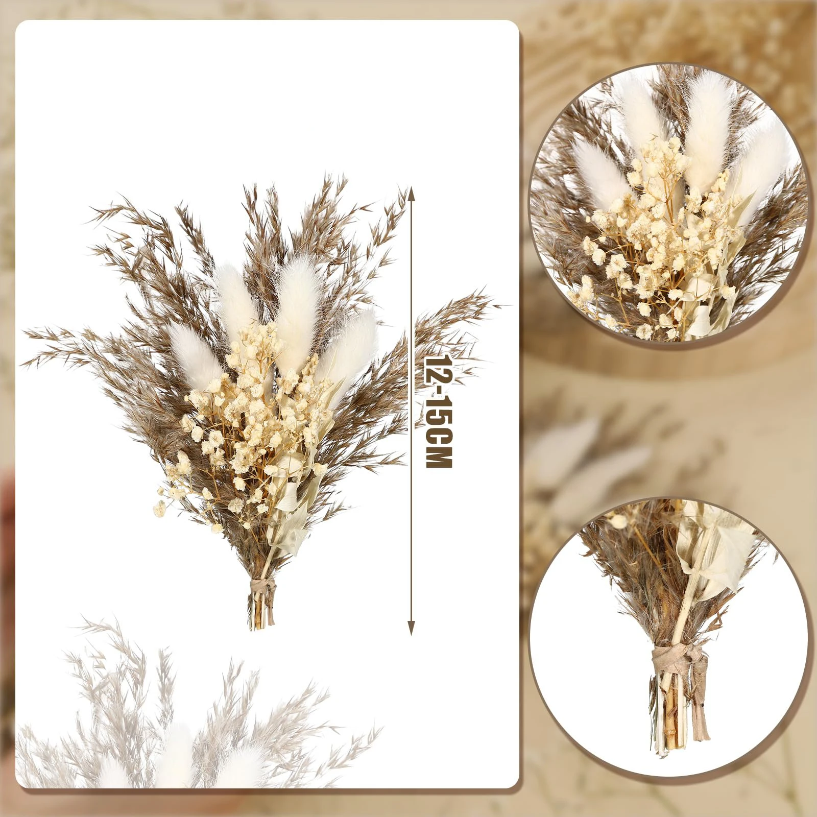 Boho Dried Flowers Wedding Groomsmen Buttonholes Pampas Grass Bridesmaid Flower Birthday Cake Table Decor Mini Bouquet for Men
Boho Dried Flowers Wedding Groomsmen Buttonholes Pampas Grass Bridesmaid Flower Birthday Cake Table Decor Mini Bouquet for Men