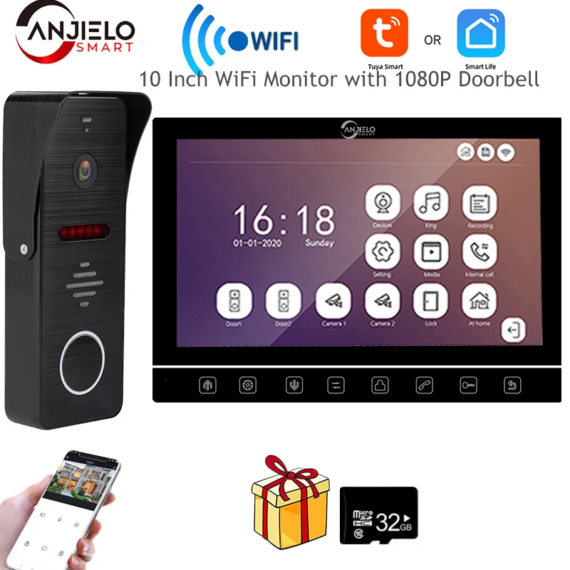 Anjielosmart 10 Inch TUYA Video Door Intercom Key screen System WiFi Monitor with 1080P Doorbell Support Smart Life Video Camera
Anjielosmart 10 Inch TUYA Video Door Intercom Key screen System WiFi Monitor with 1080P Doorbell Support Smart Life Video Camera