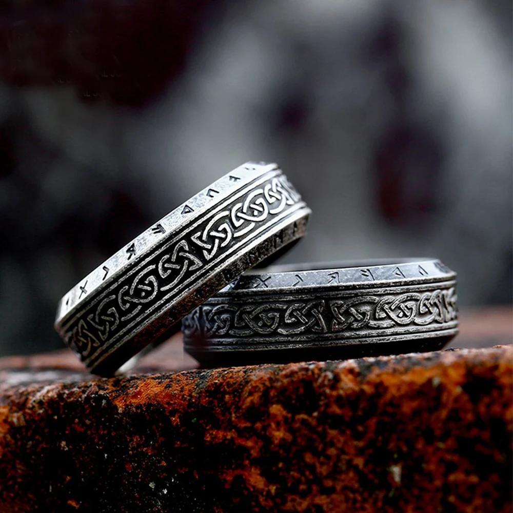 

Vintage Nordic Celtic Knot Ring Stainless Steel Viking Rune Rings For Men Fashion Biker Amulet Jewelry Gifts Dropshipping
