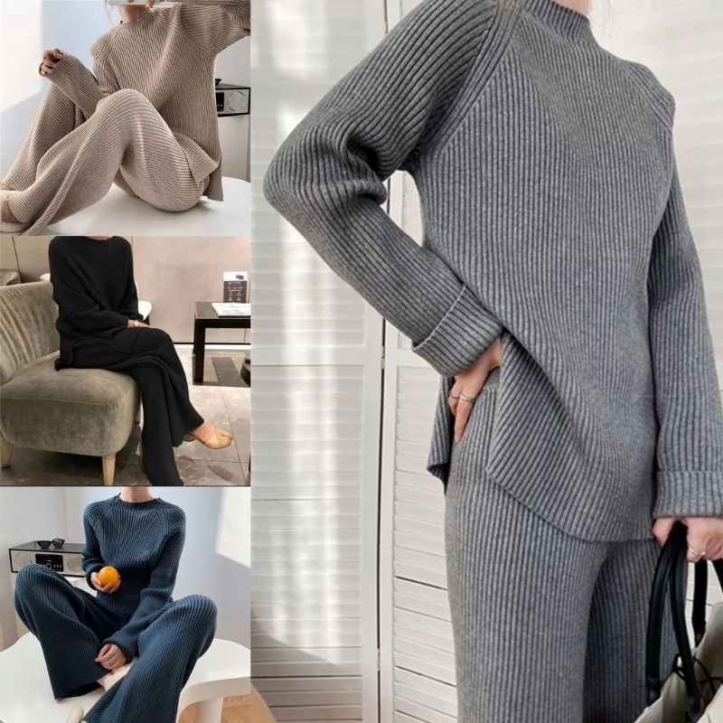 Women's Sweater and Pants Set Long Sleeve Sweater Loose Knitted Pants for Autumn Drop Shipping
Women's Sweater and Pants Set Long Sleeve Sweater Loose Knitted Pants for Autumn Drop Shipping
