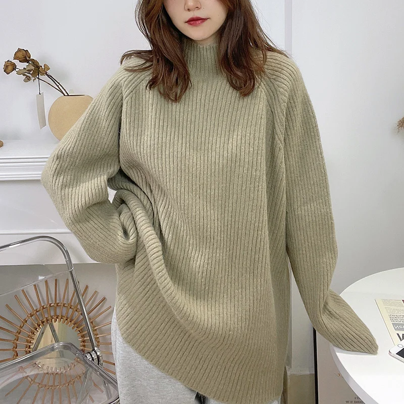 Autumn Winter Women High-Collar Thick Pullover Loose Sweater Large Size Knitted Wool Sweater Casual Vintage Cawaii Versatile
Autumn Winter Women High-Collar Thick Pullover Loose Sweater Large Size Knitted Wool Sweater Casual Vintage Cawaii Versatile