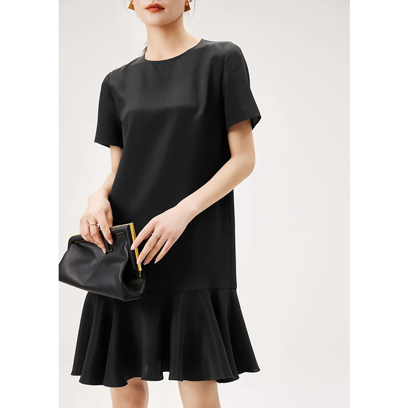 Black Dress Classic Fashion High Quality Design 2022 Summer RUFFLES Knee-Length Back To The Basics O-Neck Real SILK
Black Dress Classic Fashion High Quality Design 2022 Summer RUFFLES Knee-Length Back To The Basics O-Neck Real SILK