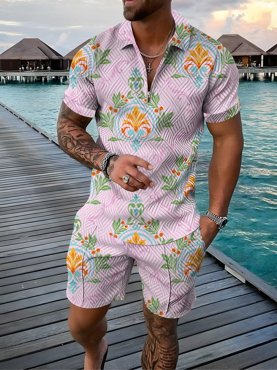 Summer Men's Sportswear Suit Zip Polo Plus Size 2 Piece Men's Personality Trend 3D Printed High Quality Fashion Clothing
Summer Men's Sportswear Suit Zip Polo Plus Size 2 Piece Men's Personality Trend 3D Printed High Quality Fashion Clothing