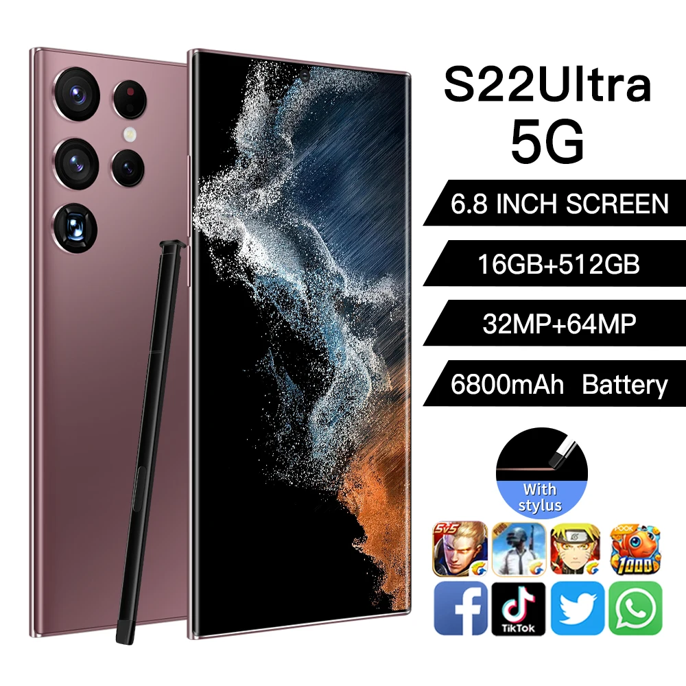 Global Version S22 Ultra 5G 6.8in Smartphone 16GB+512GB 32+64MP 10Core 6800mAh Cellphone Unlock Dual SIM Dual Standby Phone L663
Global Version S22 Ultra 5G 6.8in Smartphone 16GB+512GB 32+64MP 10Core 6800mAh Cellphone Unlock Dual SIM Dual Standby Phone L663