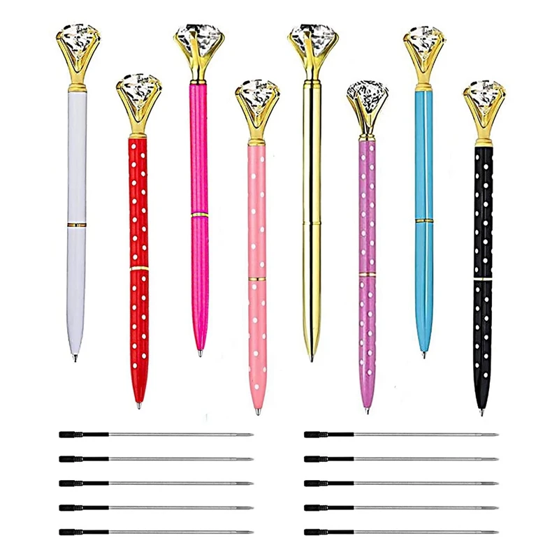 8Pcs Diamond Pens With Big Crystal Bling Metal Ballpoint Pens Retractable Ballpoint Pens With 10Pcs Refills
8Pcs Diamond Pens With Big Crystal Bling Metal Ballpoint Pens Retractable Ballpoint Pens With 10Pcs Refills