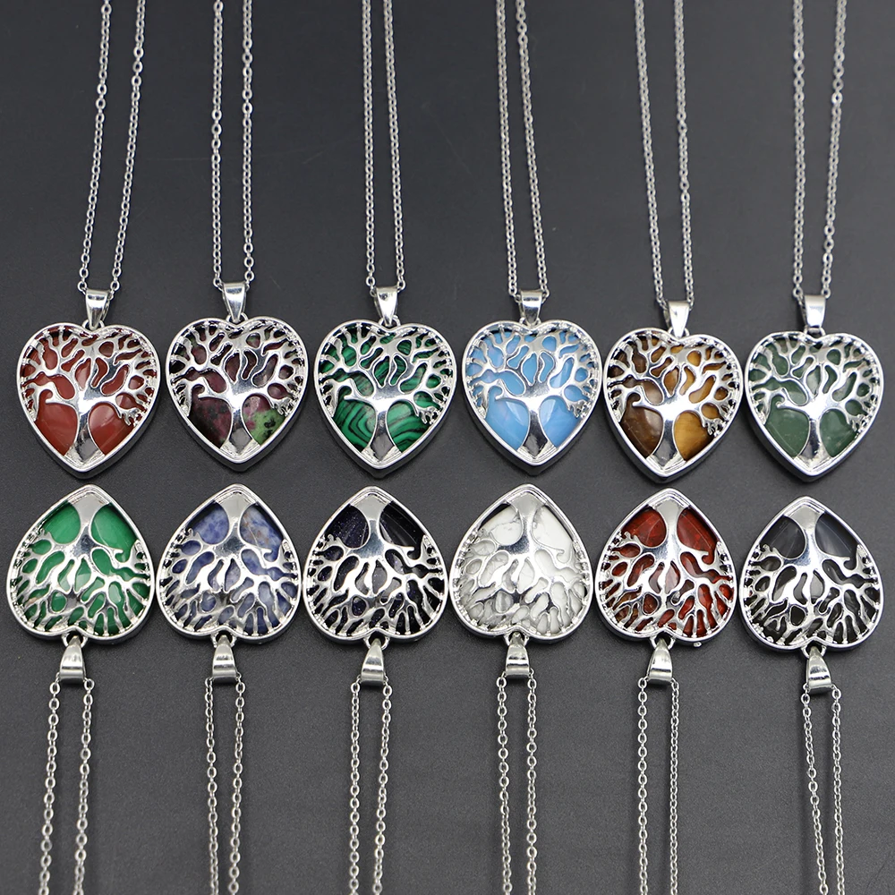 1Pc New Natural Stone Necklace Alloy Tree Of Life Heart Pendants Fashion Agate Platinum Charms DIY Jewelry Accessories Wholesale
1Pc New Natural Stone Necklace Alloy Tree Of Life Heart Pendants Fashion Agate Platinum Charms DIY Jewelry Accessories Wholesale