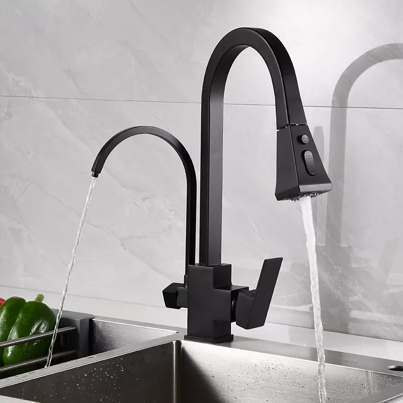 Matte Black Purified Kitchen Faucet Pull Out Sprayer Drinking Water Hot and Cold Water Mixer Tap Pure Water Crane
Matte Black Purified Kitchen Faucet Pull Out Sprayer Drinking Water Hot and Cold Water Mixer Tap Pure Water Crane