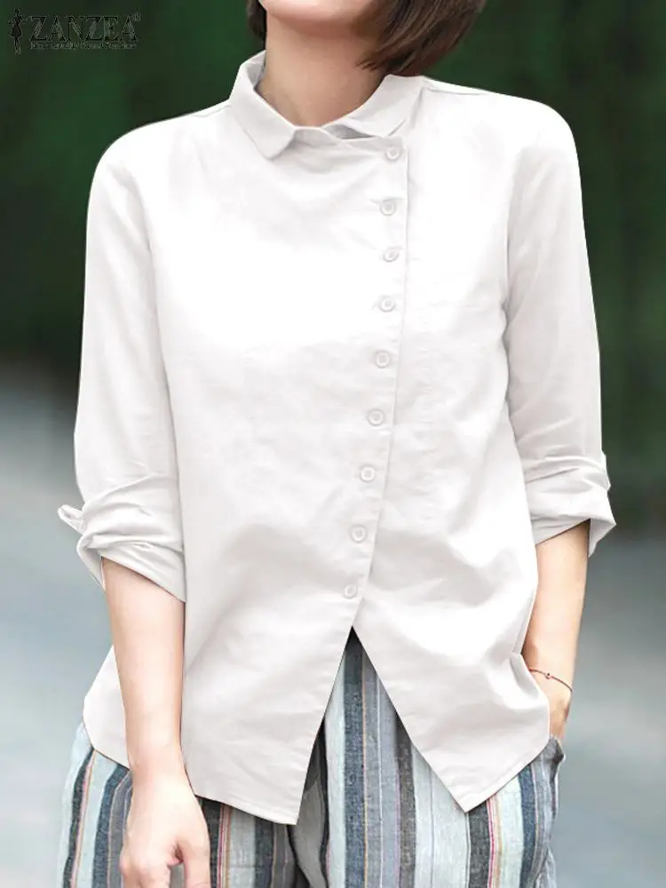 ZANZEA Women Solid Shirt Fashion Asymmetrical Blouse Autumn Long Sleeve Lapel Neck Blusas Female Vintage Button Tunic Tops Mujer
ZANZEA Women Solid Shirt Fashion Asymmetrical Blouse Autumn Long Sleeve Lapel Neck Blusas Female Vintage Button Tunic Tops Mujer
