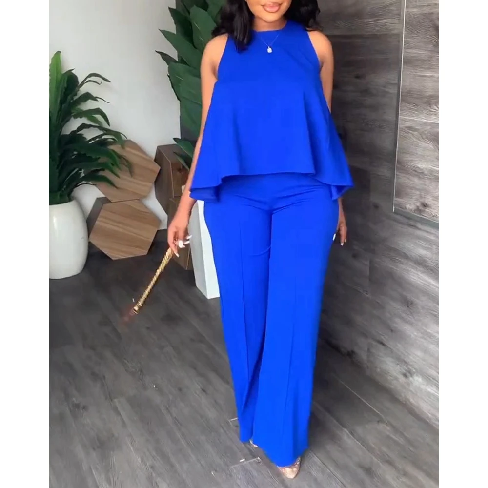Summer New Women Sleeveless O-neck Tank Top & Straight Leg Pants Sets Fashion Female Solid Two Pieces Suit Set Workwear Outfits
Summer New Women Sleeveless O-neck Tank Top & Straight Leg Pants Sets Fashion Female Solid Two Pieces Suit Set Workwear Outfits