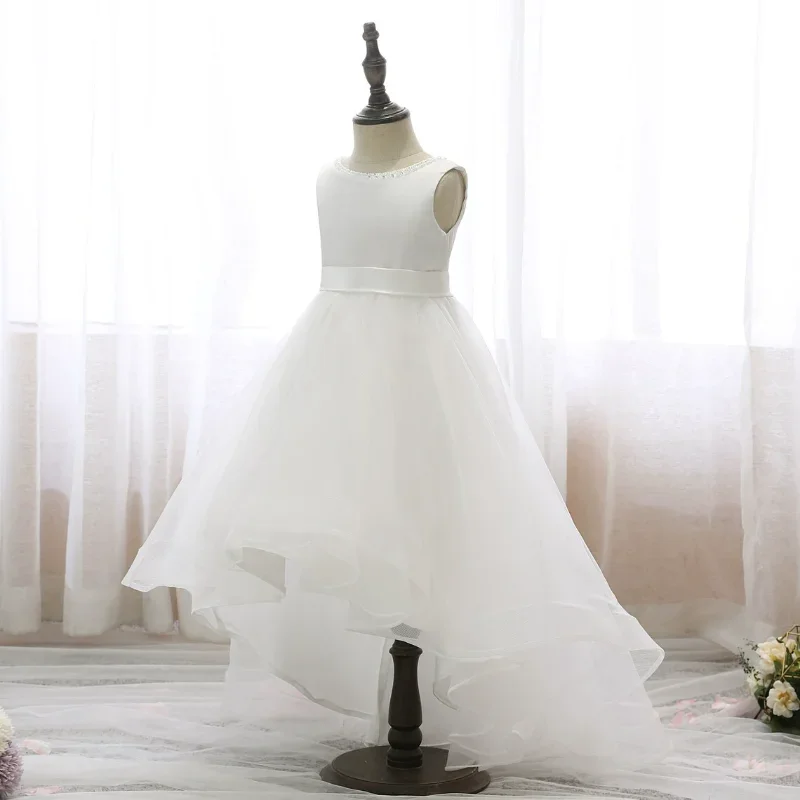 White V-back Flower Girl Dress Assymetrical Sleeveless A-LINE Child Kids Wedding Bridesmaid Birthday Party First Communion Gown
White V-back Flower Girl Dress Assymetrical Sleeveless A-LINE Child Kids Wedding Bridesmaid Birthday Party First Communion Gown