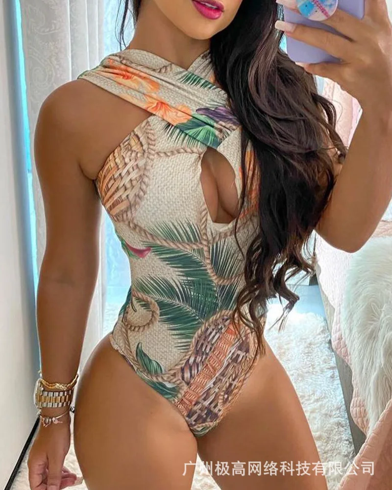 women Cutout Front Tropical Print One Piece Swimsuit Women Sleeveless High Waist Bikini High Waist Swimming Clothing Bathing
women Cutout Front Tropical Print One Piece Swimsuit Women Sleeveless High Waist Bikini High Waist Swimming Clothing Bathing