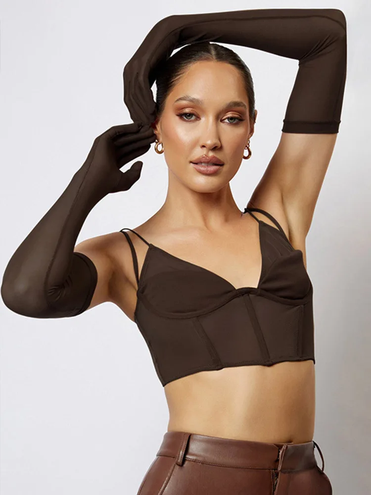 Spring Sexy Crop Top Women Mesh Patchwork See Through With Gloves Slim T-shirts Tees Women Casual Backless V-neck Female Blusas
Spring Sexy Crop Top Women Mesh Patchwork See Through With Gloves Slim T-shirts Tees Women Casual Backless V-neck Female Blusas