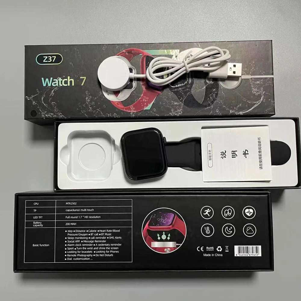 New Z37 Series 7 Smart Dual Buttons 1.7inch 320*385 Wireless Charging Bluetooth call Heart Rate Monitor Smart Watch Spanish
New Z37 Series 7 Smart Dual Buttons 1.7inch 320*385 Wireless Charging Bluetooth call Heart Rate Monitor Smart Watch Spanish