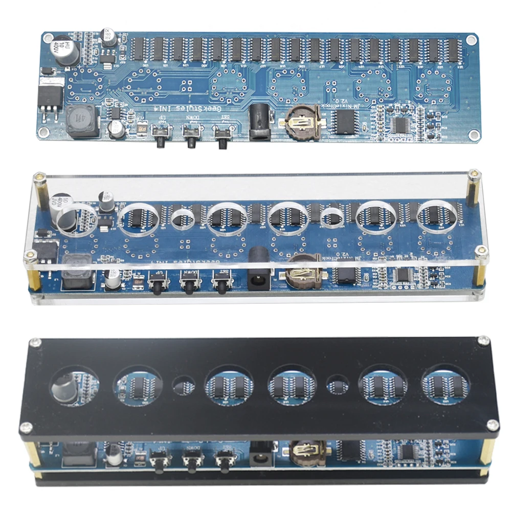 Nixie Tube Digital Clock Circuit Board with Case Control Nixie Tube RGB LED Digital Clock Module Kit
Nixie Tube Digital Clock Circuit Board with Case Control Nixie Tube RGB LED Digital Clock Module Kit