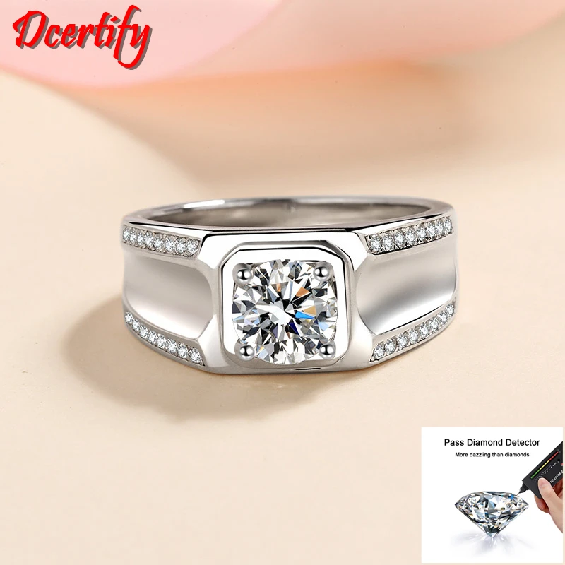 Test Real Fashion 1CT Moissanite Diamond Rings For Men White Gold Sterling Silver Men's Wedding Band Ring Top Quality Hand Made
Test Real Fashion 1CT Moissanite Diamond Rings For Men White Gold Sterling Silver Men's Wedding Band Ring Top Quality Hand Made