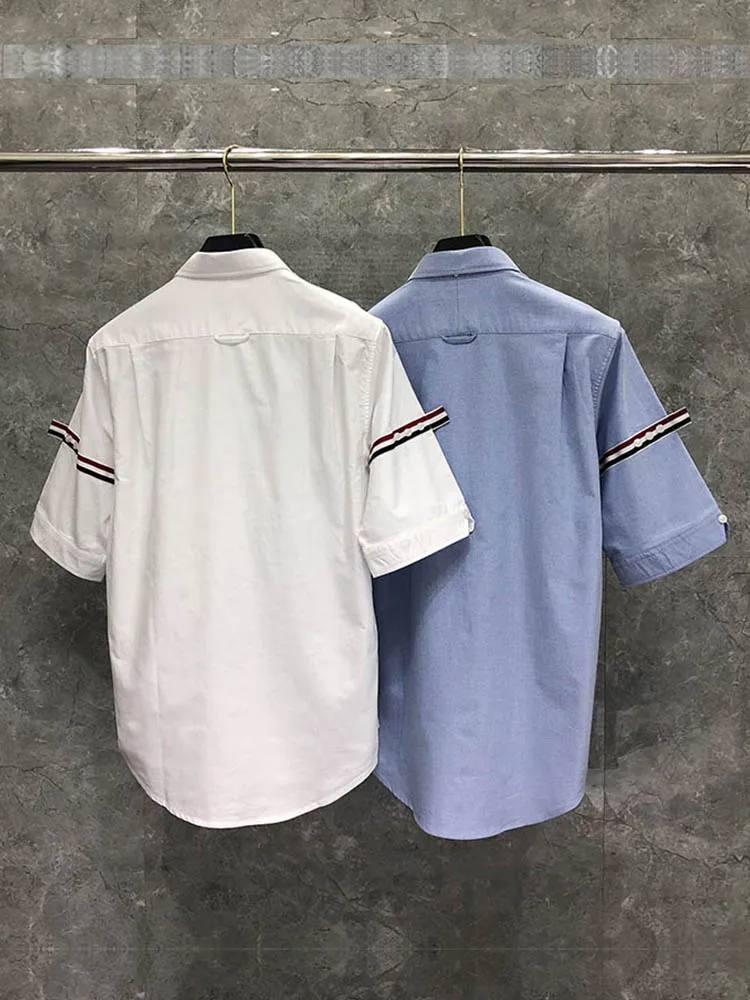 TB short-sleeved shirt men's summer classic color striped ribbon Oxford half-sleeved shirt couple with the tide
TB short-sleeved shirt men's summer classic color striped ribbon Oxford half-sleeved shirt couple with the tide