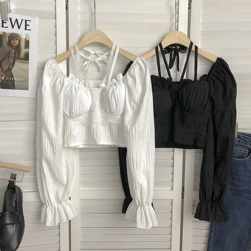 Halter Within Bra Blouse Woman Korean Fashion Slash Neck Long Puff Sleeve Blouses Female Patchwork Lace Women Top Dropshipping
Halter Within Bra Blouse Woman Korean Fashion Slash Neck Long Puff Sleeve Blouses Female Patchwork Lace Women Top Dropshipping