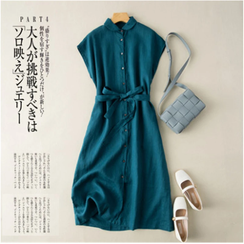 Limiguyue Cotton Linen Dress Summer Peter Pan Neck Midi Long Vintage Dresses Loose Thin Sashes Casual Single Breasted Dress J281
Limiguyue Cotton Linen Dress Summer Peter Pan Neck Midi Long Vintage Dresses Loose Thin Sashes Casual Single Breasted Dress J281