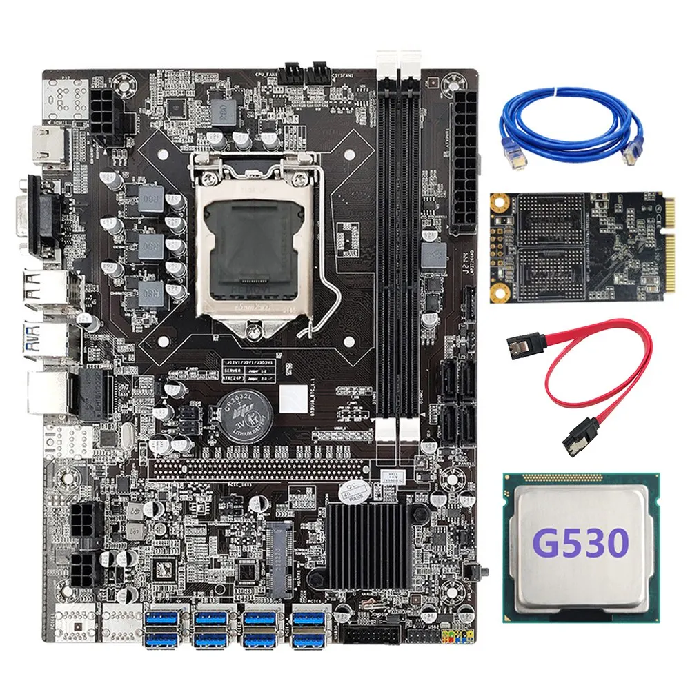 B75 BTC Mining Motherboard LGA1155 8GPU PCI-E 1X 16X G530 CPU+RJ45 Network Cable+SATA Cable+MSATA SSD 128G ETH Miner
B75 BTC Mining Motherboard LGA1155 8GPU PCI-E 1X 16X G530 CPU+RJ45 Network Cable+SATA Cable+MSATA SSD 128G ETH Miner