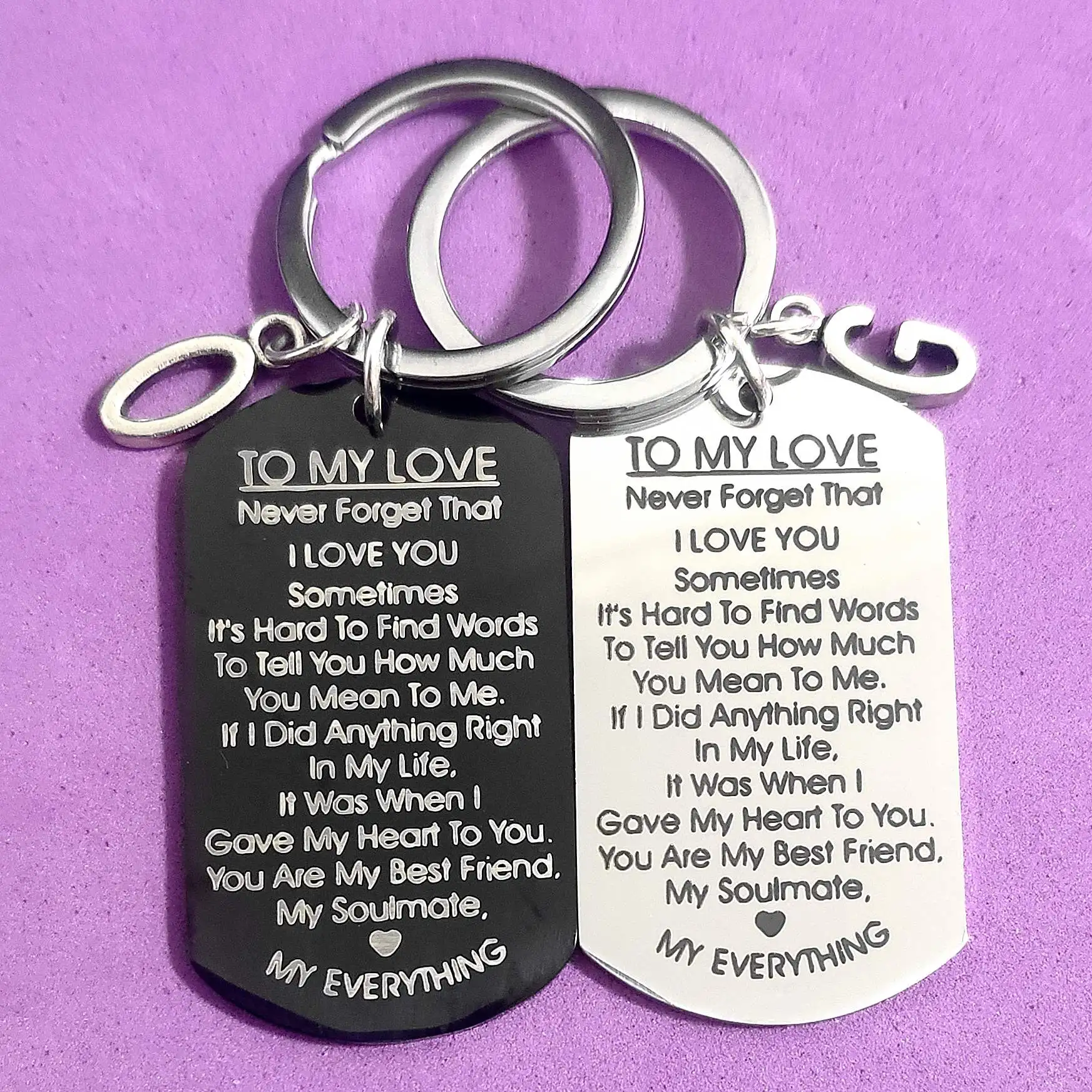 Valentine's Day Ornaments Military Tags Keyring Creative Keychain for Car Keys 26 Letters TO MY LOVE Stainless Steel Couple Gift
Valentine's Day Ornaments Military Tags Keyring Creative Keychain for Car Keys 26 Letters TO MY LOVE Stainless Steel Couple Gift