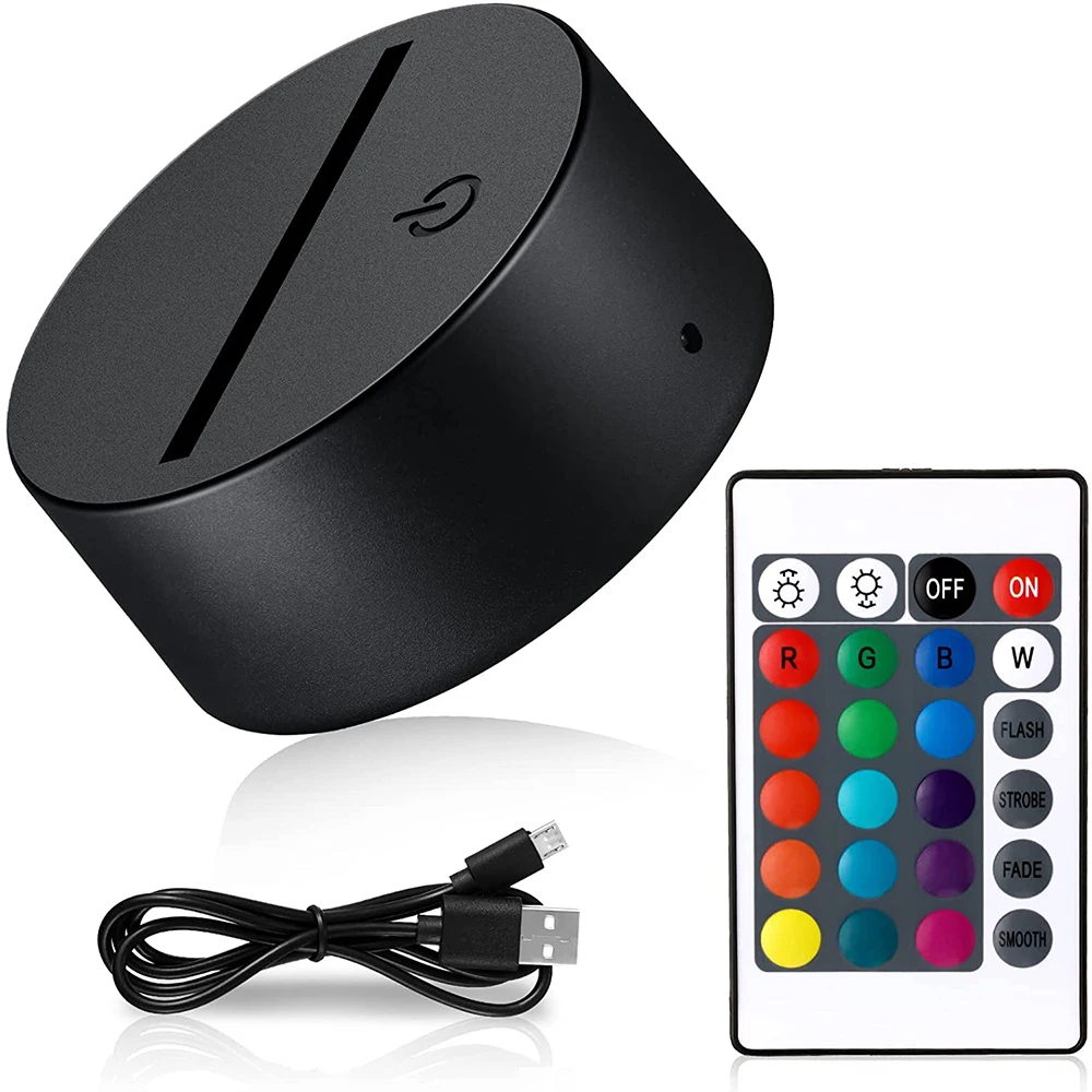 200 Pcs/lot 3D Night LED Light Lamp Base Night Stand Acrylic Light Base Show Display Stand with Remote and USB Charging Cable
200 Pcs/lot 3D Night LED Light Lamp Base Night Stand Acrylic Light Base Show Display Stand with Remote and USB Charging Cable