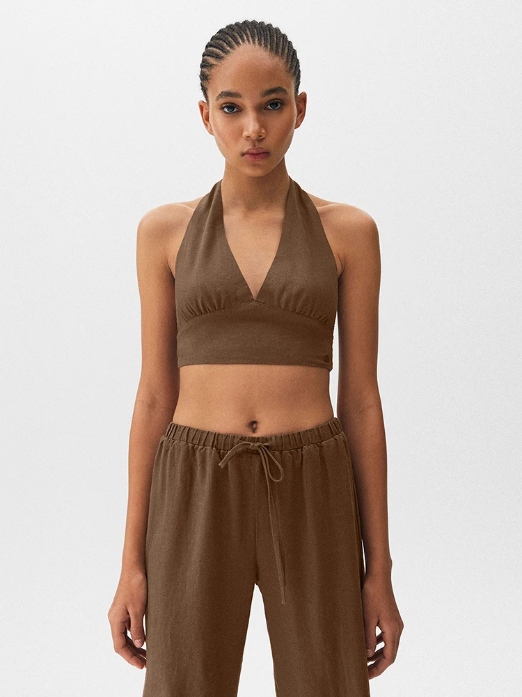 Hiloc Halter Sexy Sleepwear Women Pajama Brown Crop Tops Women's Suit Sleeveless Nightwear Backless Spring Home Suit Sets 2023
Hiloc Halter Sexy Sleepwear Women Pajama Brown Crop Tops Women's Suit Sleeveless Nightwear Backless Spring Home Suit Sets 2023