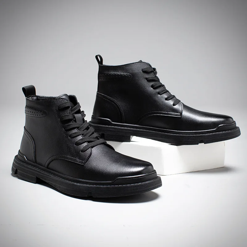 SOLI2 Thick Sole Men Autumn Winter Boot Hard-Wearing Genuine Leather Shoes Warm Plush Cow Leather Mens Ankle Boots S13418-S13428
SOLI2 Thick Sole Men Autumn Winter Boot Hard-Wearing Genuine Leather Shoes Warm Plush Cow Leather Mens Ankle Boots S13418-S13428