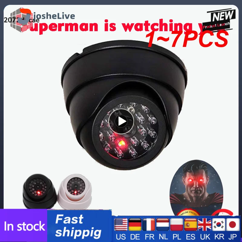 

1~7PCS Wireless Black/White Dummy Camera Fake Plastic Dome CCTV Security Camera With Flashing Led Surveillance System Indoor