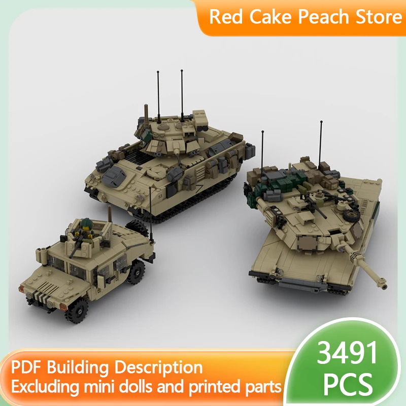 Модель военного танка MOC Building Brick M1A2 ABRAMS M2A2 BRADLEY Модульная технология Подарки