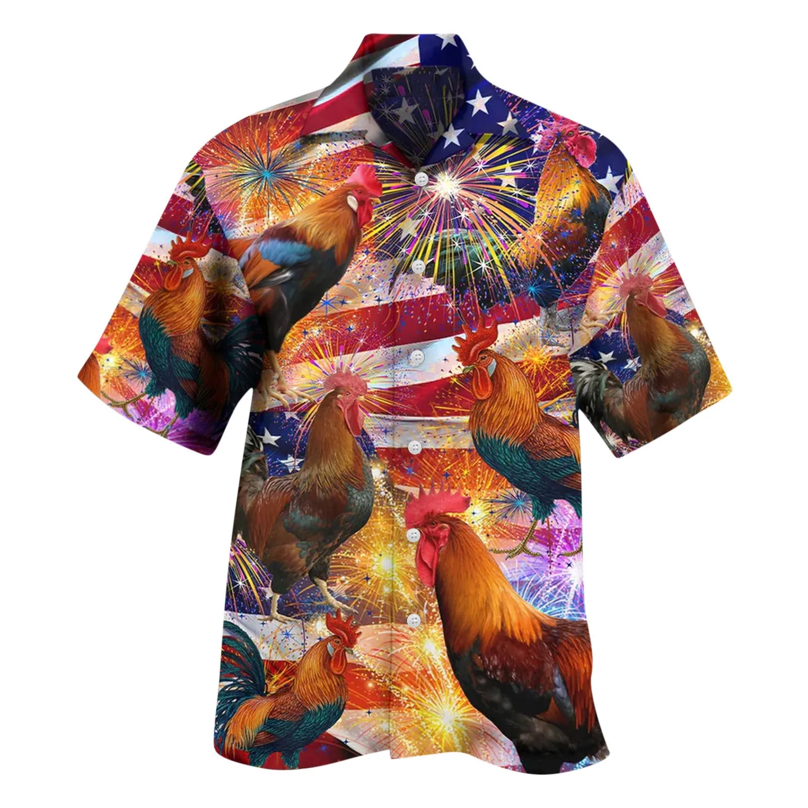 Men'S Independence Day Shirts Summer Tropical Chicken American Flag Print Button Blouse 4th Of July Party Beach Camisa Hombre
Men'S Independence Day Shirts Summer Tropical Chicken American Flag Print Button Blouse 4th Of July Party Beach Camisa Hombre