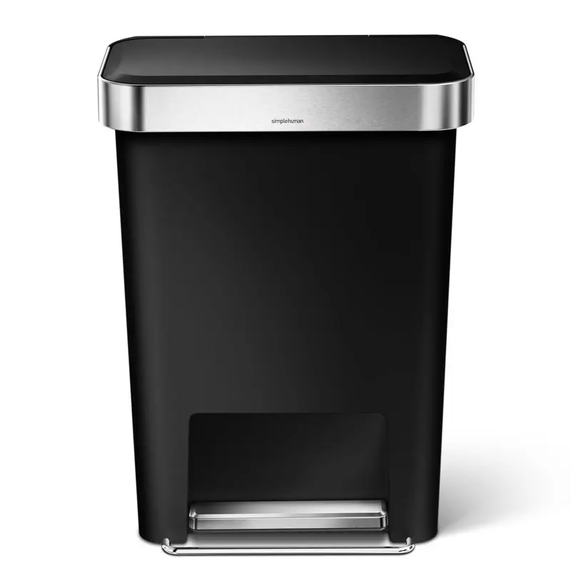 Sturdy, Sleek and Compact Black Plastic Rectangular Kitchen Step Trash Can With Handy Space-Saving Liner Pocket, Perfect for Eas
Sturdy, Sleek and Compact Black Plastic Rectangular Kitchen Step Trash Can With Handy Space-Saving Liner Pocket, Perfect for Eas