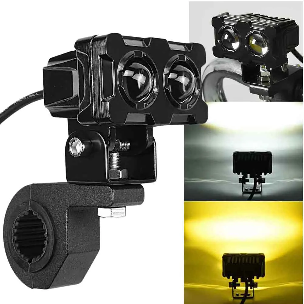 New Motorcycle LED Spotlight Headlight Dual colour LED Lens Hi/Low beam Driving Spot Fog Lights External farol auxiliar moto
New Motorcycle LED Spotlight Headlight Dual colour LED Lens Hi/Low beam Driving Spot Fog Lights External farol auxiliar moto