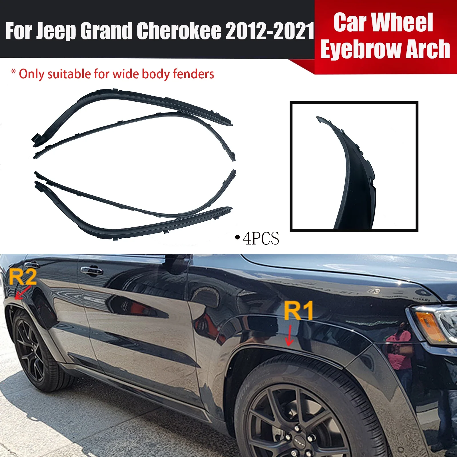 Для Jeep Grand Cherokee Trailhawk 2012-2021 4 шт. автомобильное колесо для бровей, крыло, накладка на арку, расклешенные автомобильные аксессуары
Для Jeep Grand Cherokee Trailhawk 2012-2021 4 шт. автомобильное колесо для бровей, крыло, накладка на арку, расклешенные автомобильные аксессуары