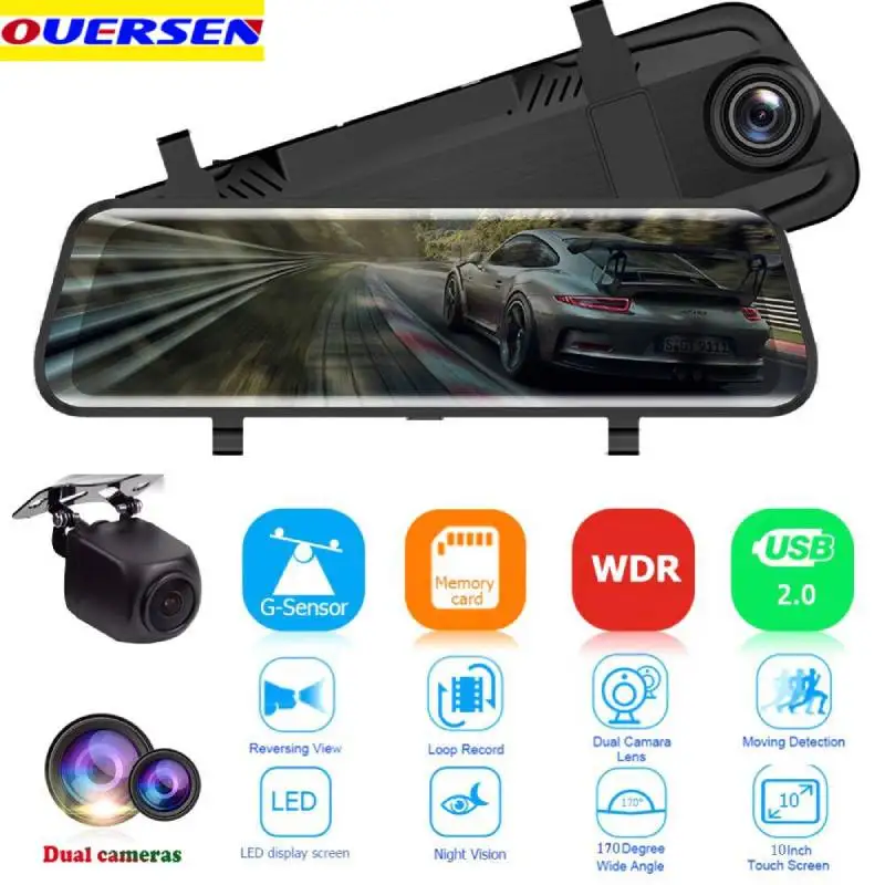 OUERSEN 10 Inch Full Screen Rearview Dash Cam Wide 1080P 720P Auto Cam 170 FOV Mirror Car Recorder Stream Media Car DVR
OUERSEN 10 Inch Full Screen Rearview Dash Cam Wide 1080P 720P Auto Cam 170 FOV Mirror Car Recorder Stream Media Car DVR