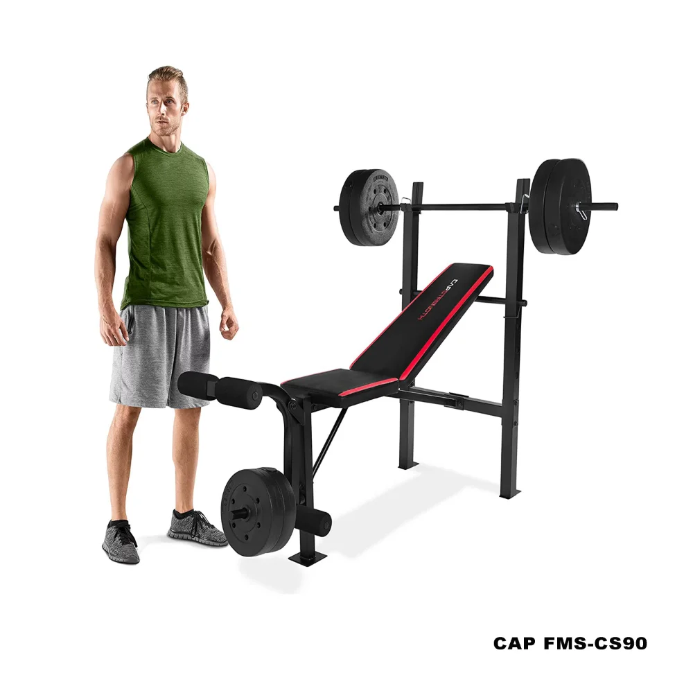 

Strength Adjustable Standard Combo Weight Bench with Rack and Leg Extension and 90 lb. Vinyl Weight Set