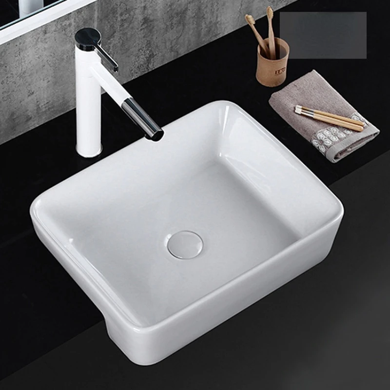 

Modern Ceramic Basin Sinks Minimalist Washbasin Rectangular Washbasin Bathroom Fixture Furniture Convenient Supplies Solid Home