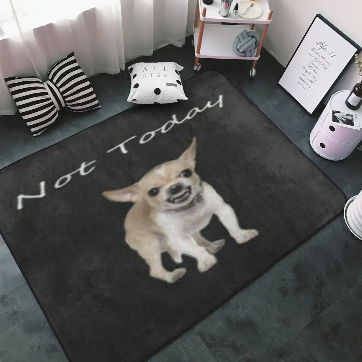 Chihuahua Humor Not Today Carpet, Polyester Floor Mats Fashionable Living Room Outdoor Birthday Gifts Mats Customizable
Chihuahua Humor Not Today Carpet, Polyester Floor Mats Fashionable Living Room Outdoor Birthday Gifts Mats Customizable