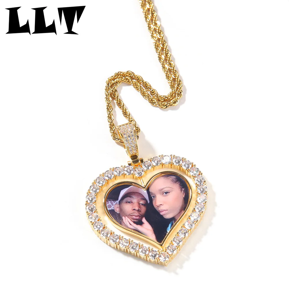 Custom Heart Design Spinning Photo Necklaces Gold Plated Double-sided Pendant Men's Hip Hop Rock Jewelry
Custom Heart Design Spinning Photo Necklaces Gold Plated Double-sided Pendant Men's Hip Hop Rock Jewelry