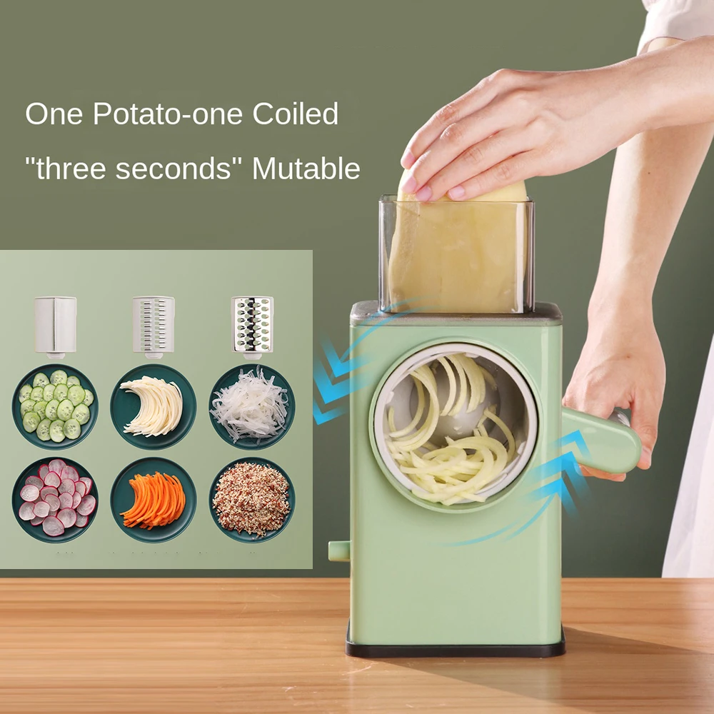 Manual Rotary Vegetable Slicer Cutter Multifunction Kitchen Vegetable Potato Grater Chopper With 3 Stainless Steel Knives
Manual Rotary Vegetable Slicer Cutter Multifunction Kitchen Vegetable Potato Grater Chopper With 3 Stainless Steel Knives