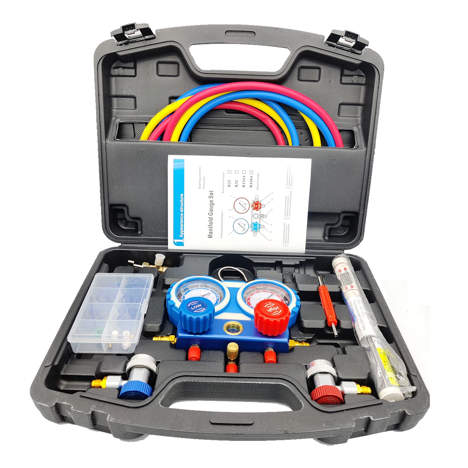 Refrigerant Manifold Gauge Set Air Conditioning Tools with Hose and Hook for R134A R22 R407C R404 Air conditioning Refrigeration
Refrigerant Manifold Gauge Set Air Conditioning Tools with Hose and Hook for R134A R22 R407C R404 Air conditioning Refrigeration