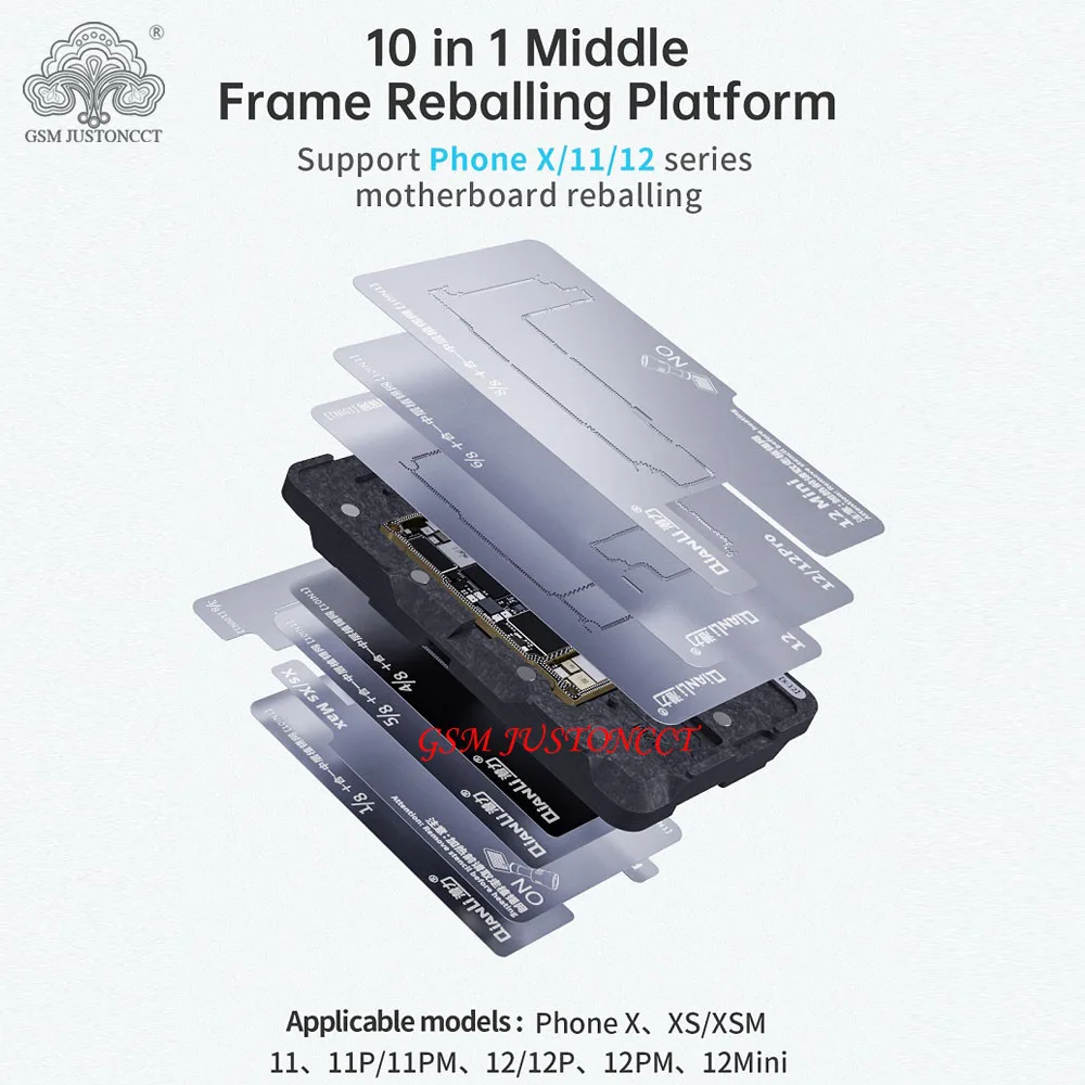 

QIANLI 10 в 1 Магнитная 3D BGA Оловянная посадочная платформа для iPhone X-12 Pro MAX материнская плата средняя Рамка шаблон для реболлинга