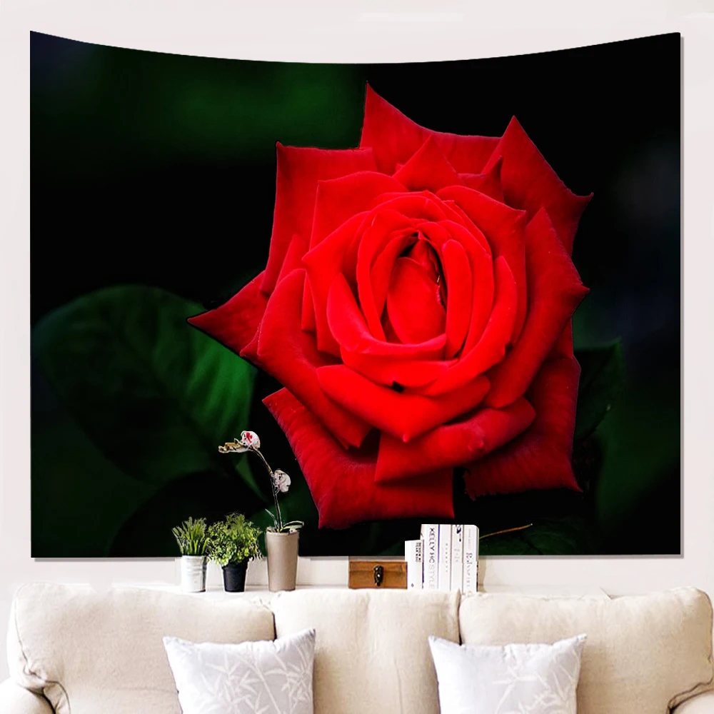 

Красивые цветы, красная роза, гобелен, настенные гобелены, ковры для спальни, художественный декор, полиэфир, эстетическое украшение для дома, спальни