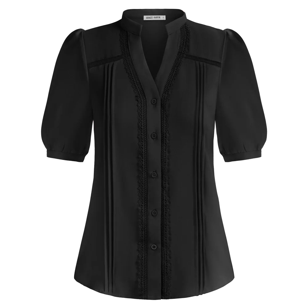 GK Blouse Women Pleated Shirt Short Sleeve Top Women 2022 Stand Collar V-Neck Button-Up Tops Elegant Blusa Women's Clothing
GK Blouse Women Pleated Shirt Short Sleeve Top Women 2022 Stand Collar V-Neck Button-Up Tops Elegant Blusa Women's Clothing