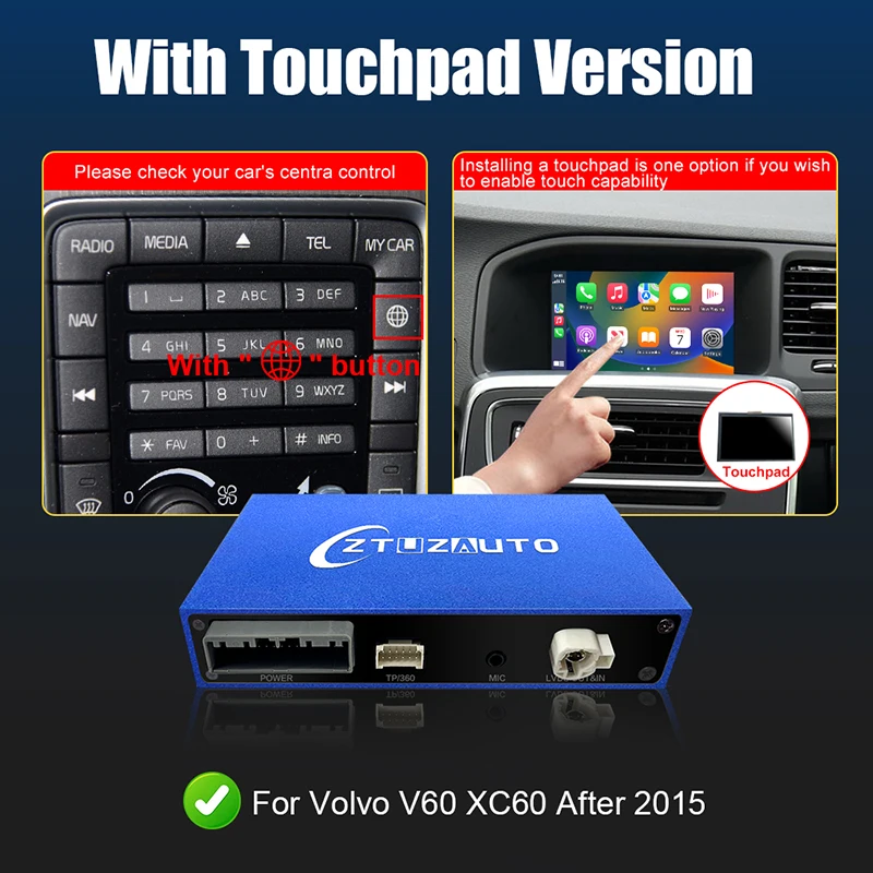 Беспроводной CarPlay для Volvo XC60 V60 после 2015 года, 7-дюймовый OEM-экран, Android Auto, интерфейс, зеркальная связь, функция AirPlay Ai Box
Беспроводной CarPlay для Volvo XC60 V60 после 2015 года, 7-дюймовый OEM-экран, Android Auto, интерфейс, зеркальная связь, функция AirPlay Ai Box